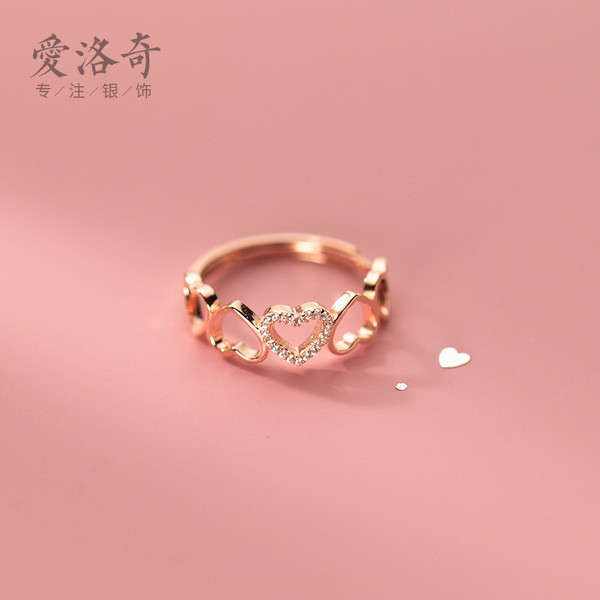 A33168 s925 sterling silver trendy simple rhinestone heart ring sweet earrings