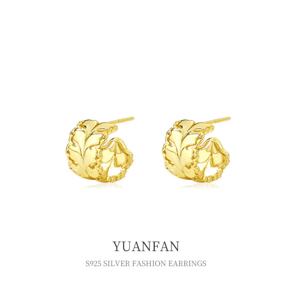 A39357 sterling silver vintage tree leaf stud unique fashion earrings