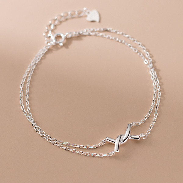 A40691 s925 sterling silver simple double layer rope charm elegant bracelet