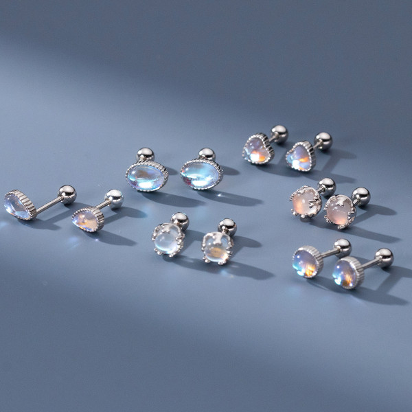 A40712 s925 sterling silver rhinestone artificial glass set stud dainty cute earrings