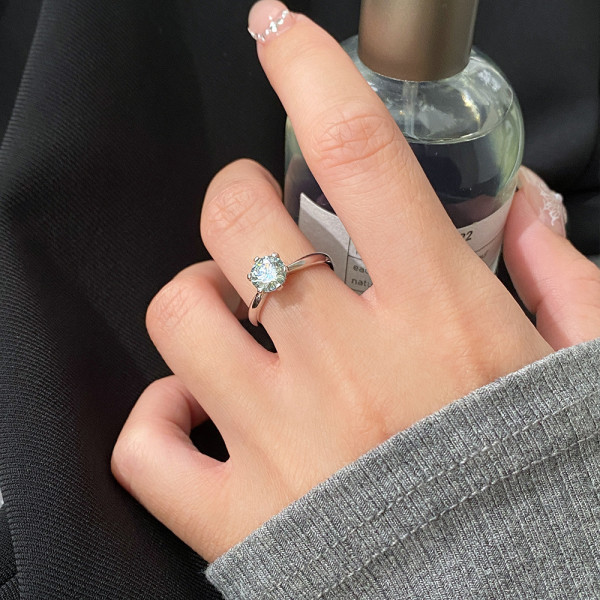 A45676 s925 sterling silver trendy sweet simple rhinestone ring