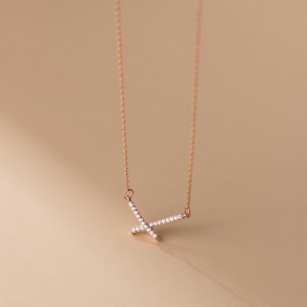 A35259 s925 sterling silver rhinestone necklace
