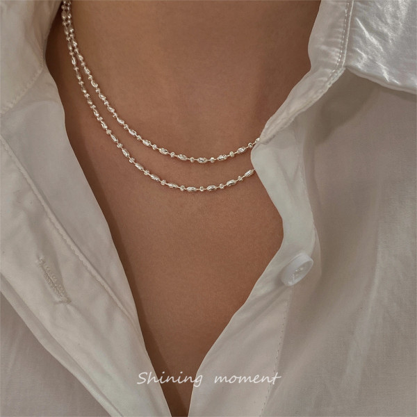 A43426 s925 silver elegant simple unique sweet necklace