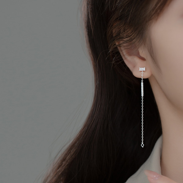 A35505 s925 sterling silver small trendy rhinestone earrings