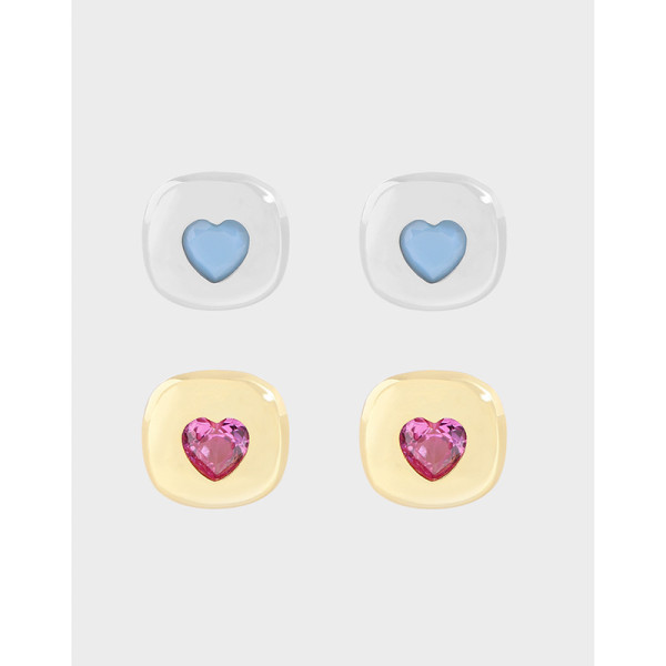 A38870 design simple heart cubic zirconia stud sterling silver s925 quality earrings