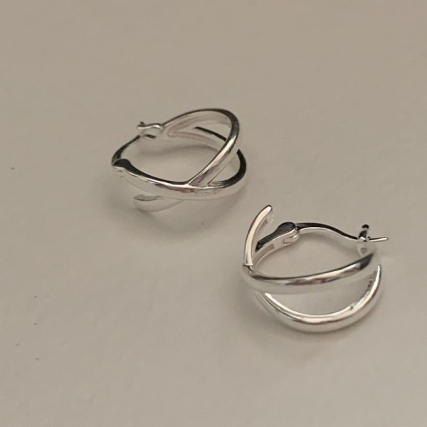 A44325 sterling silver bar simple elegant earrings