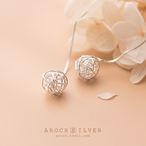 A35432 s925 sterling silver ball string dangle earrings