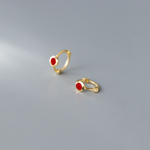 A45170 s925 silver trendy simple geometric circle sweet earrings