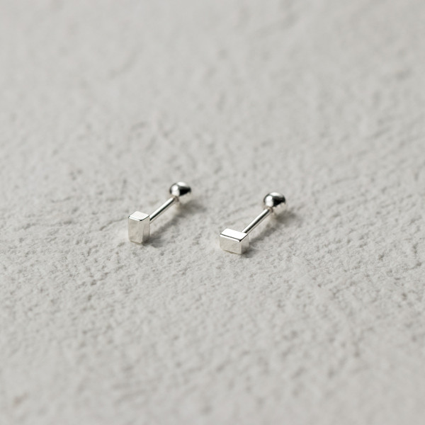 A44357 s925 sterling silver dainty simple square stud earrings