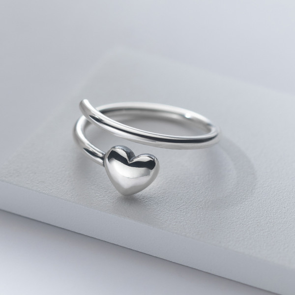 A36159 s925 sterling silver heart bar adjustable simple fashion ring