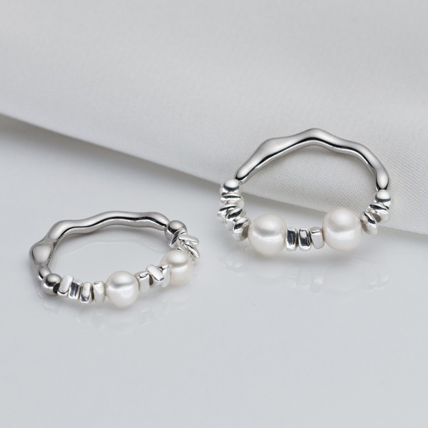 A40112 s925 sterling silver design pearl unique ring