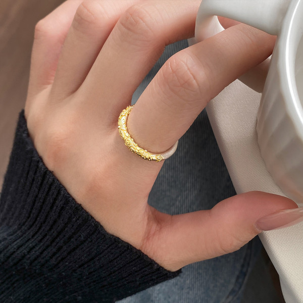A45774 silver dainty gold purple ethnic flower ring