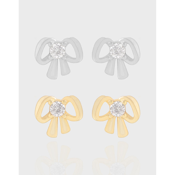 A42425 design butterfly cubic zirconia stud sterling silver s925 earrings