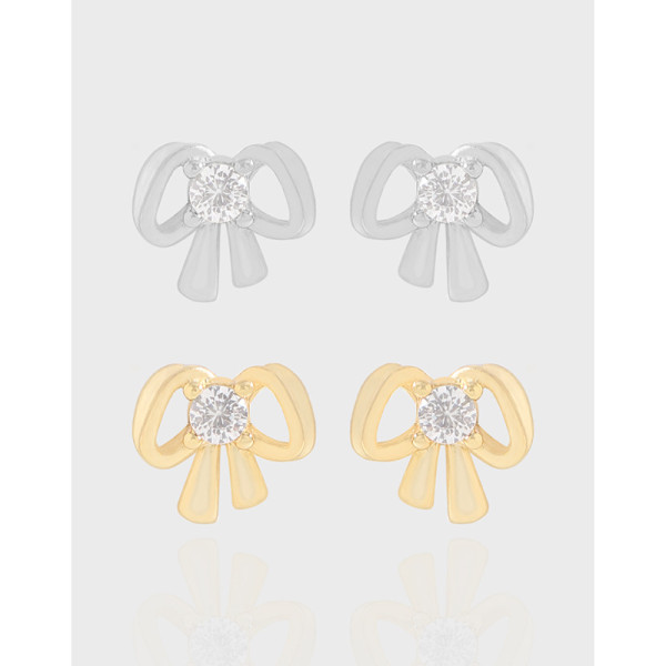 A42425 design butterfly cubic zirconia stud sterling silver s925 earrings