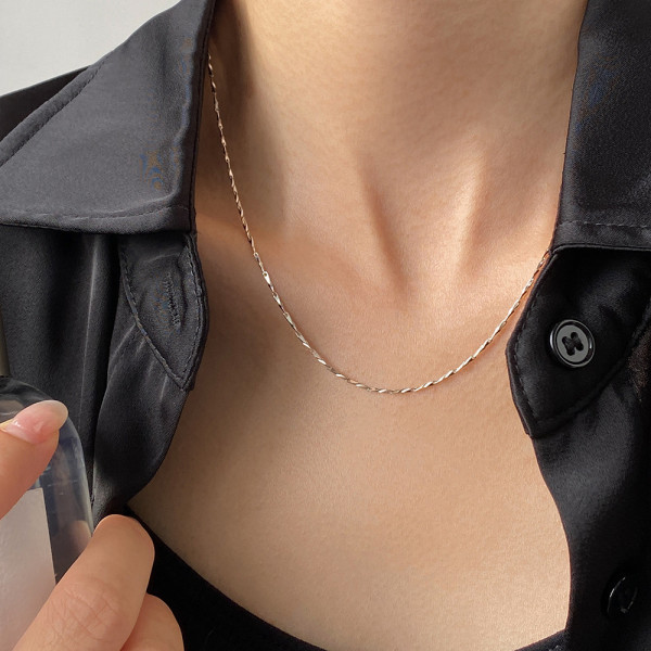 A43740 silver vintage simple unique necklace