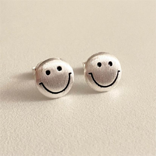 A39924 sterling silver smilingface stud earrings simple fashion elegant earrings