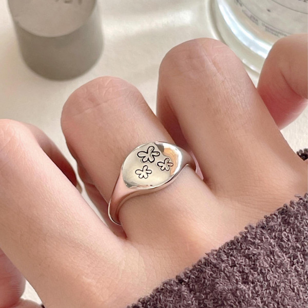 A45179 sterling silver flower unique elegant vintage ring