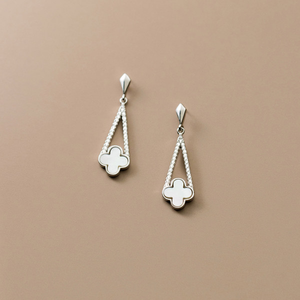 A35457 s925 sterling silver chic shell rhinestone sweet earrings