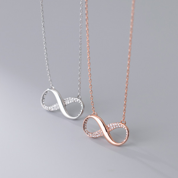 A37463 s925 sterling silver rhinestone design elegant necklace