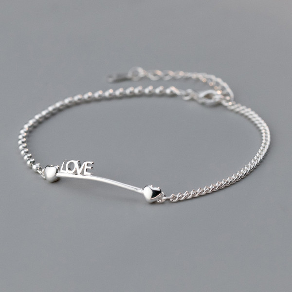 A41312 s925 sterling silver initial bead charm sweet bracelet