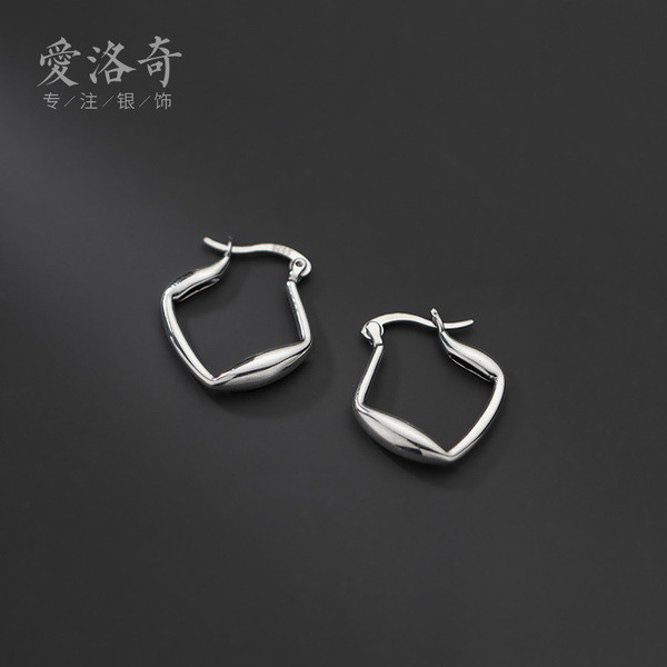 A32368 s925 sterling silver irregular geometric rhombic bar chic earrings