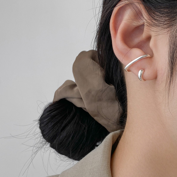 A44125 s925 sterling silver trendy sweet simple unique double layered ear clip