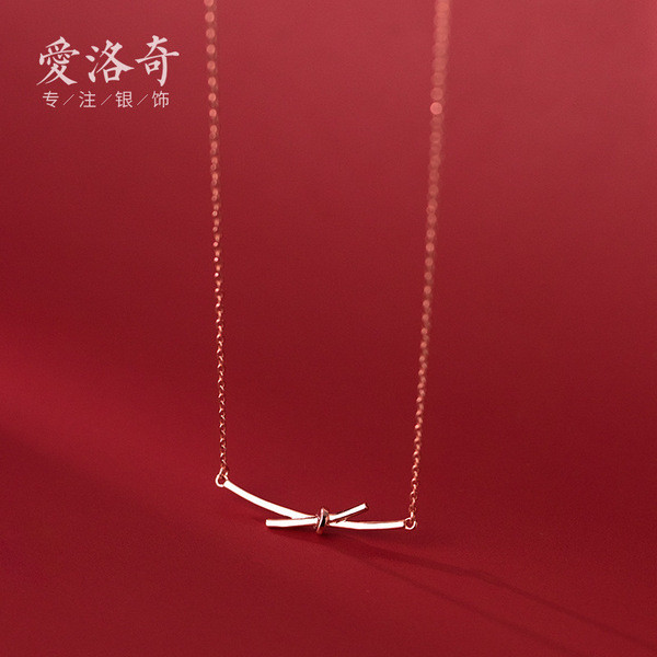 A33059 s925 sterling silver trendy simple rope necklace