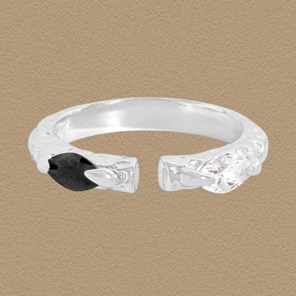 A45668 black white cubic zirconia sterling silver s925 ring
