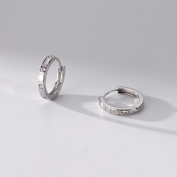 A43604 s925 sterling silver rhinestone circle simple earrings