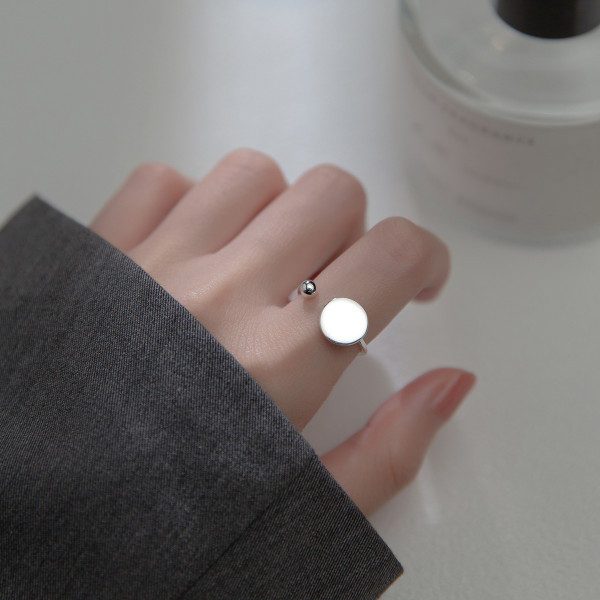 A36559 s925 sterling silver simple circle adjustable ring