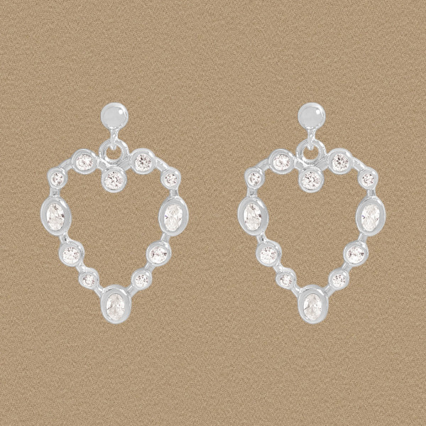 A45911 cubic zirconia heart pendant stud sterling silver s925 heartshape earrings