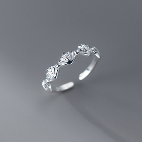 A42931 s925 sterling silver simple shell trendy design ring