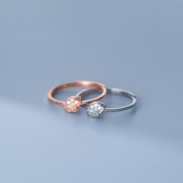 A36157 s925 sterling silver chic simple trendy rhinestone ball sweet ring