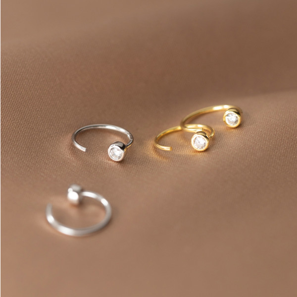 A36634 s925 sterling silver rhinestone circle earrings