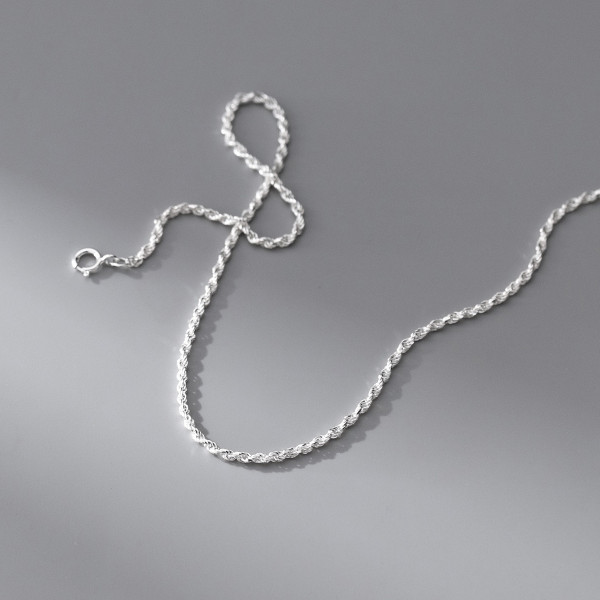 A42444 s925 sterling silver braided twist fashion simple necklace