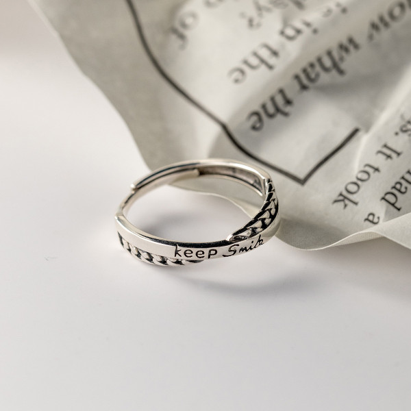 A37018 s925 sterling silver silver initial braided ring