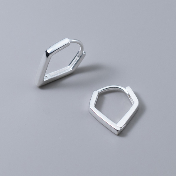 A40800 s925 sterling silver rhombic simple elegant geometric earrings