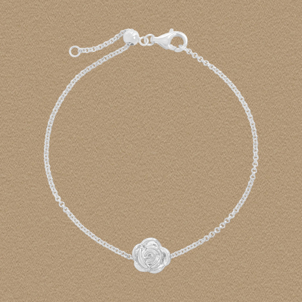 A46215 rose charm s925 sterling silver flower adjustable bracelet