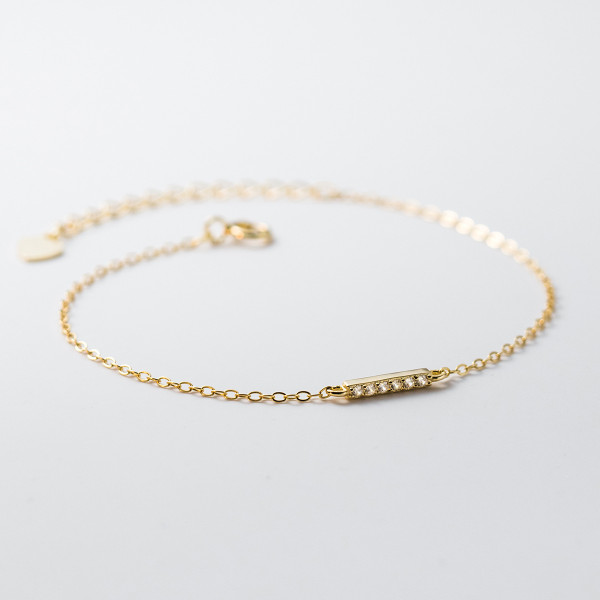 A39322 s925 sterling silver goldplated gold rhinestone charm elegant design bracelet