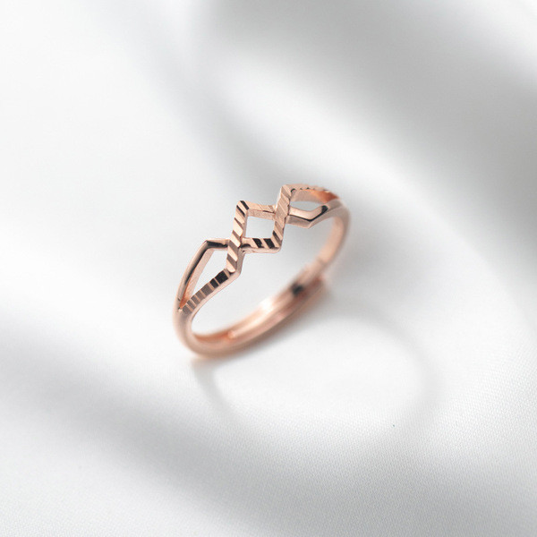 A32177 s925 sterling silver chic rhombic adjustable geometri ring