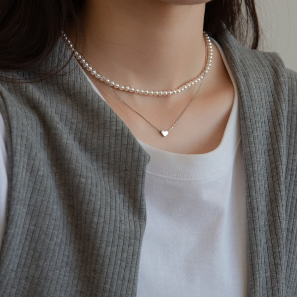 A41247 s925 sterling silver heart simple heartshape necklace
