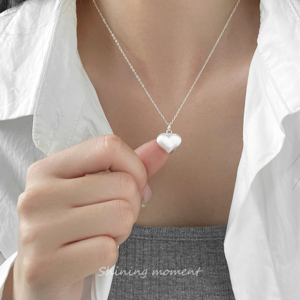 A46163 s925 sterling silver simple elegant heart necklace