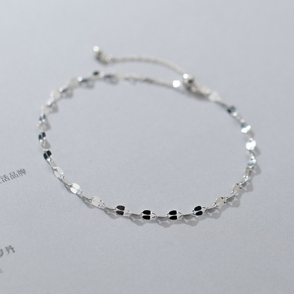 A34975 s925 sterling silver lip chain charm bracelet