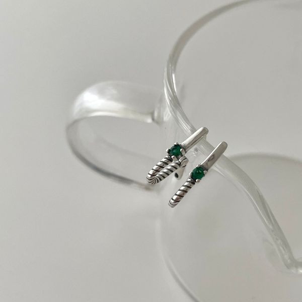 A33942 green rhinestone 925 sterling silver simple silver earrings