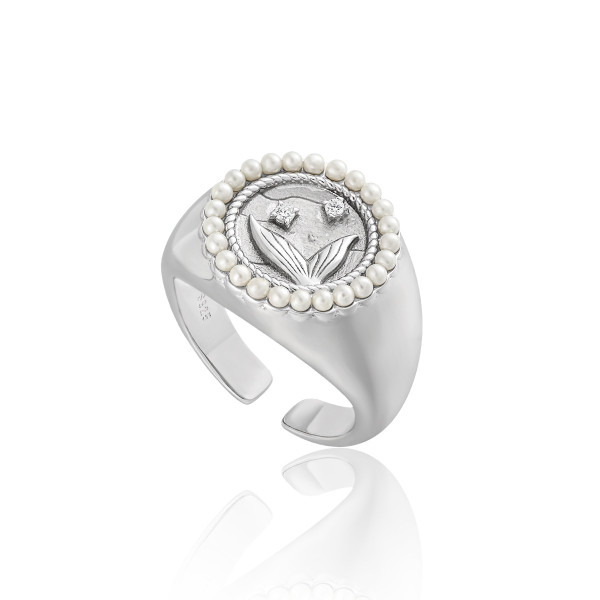A43121 design elegant grade geometric circle pearl rhinestone s925 ring
