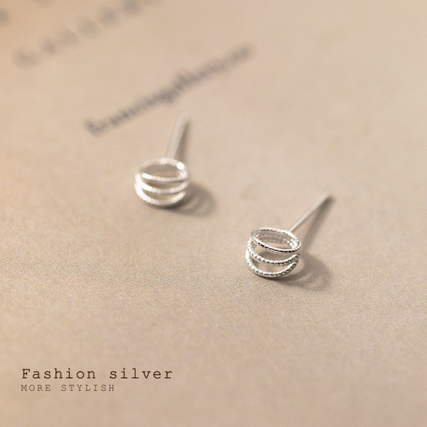 A32228 s925 sterling silver trendy unique layered sweet fashion earrings