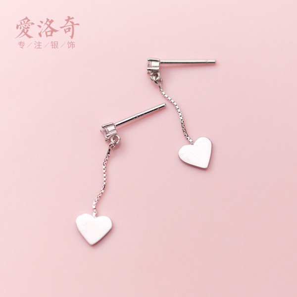 A42482 s925 silver fashion heart short dangle earrings elegant unique rhinestone earrings