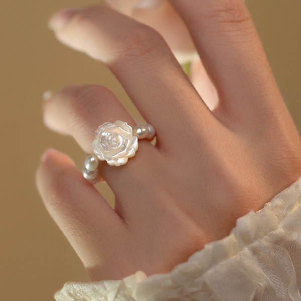 A40231 s925 sterling silver shell pearl vintage design elegant ring