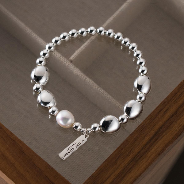 A39754 s925 sterling silver unique pearl charm elegant bracelet
