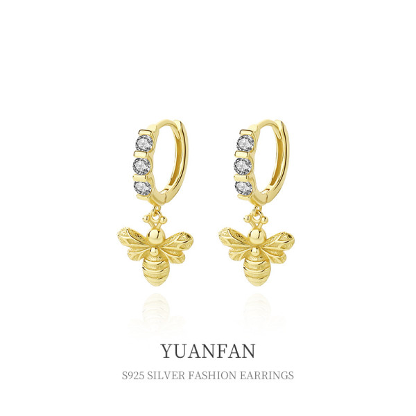 A37099 925 sterling silver bee earrings